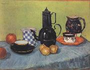 Vincent Van Gogh Still life Blue Enamel Coffeepot Earthenware and Fruit (nn04) Norge oil painting reproduction